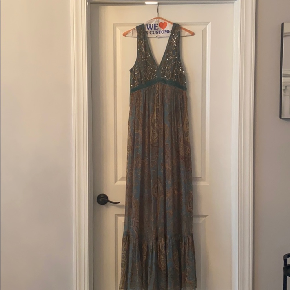 Anthropologie sequin and silk maxi dress